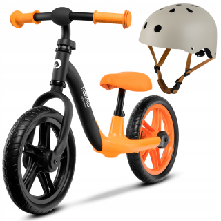 Lionelo Alex 12" balančný bicykel Čierna, oranžová + Detská prilba na kolobežku veľkosť S 50-56cm od 3 rokov Prilba Lionelo
